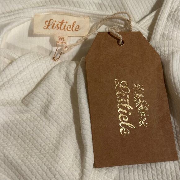 Listicle Women’s M white Ribbed Twist Front Sleeveless Top Medium - Picture 8 of 8